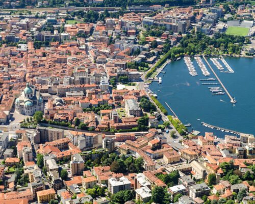 Panoramic View of Como from the town of Brunate, Italy