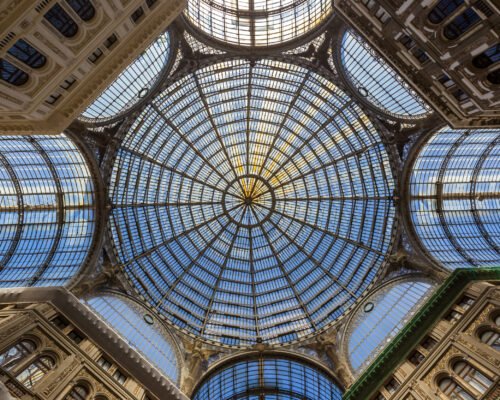 Naples, Italy - June, 2018: Shopping gallery - Galleria Umberto I in Naples, Italy