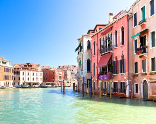 Palaces on Grand Canal Venice Italy. Vibrant color summer shot. another Venice shots available