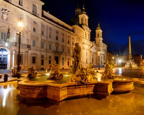 Fontana del Moro on piazza Navona in Rome, Italy